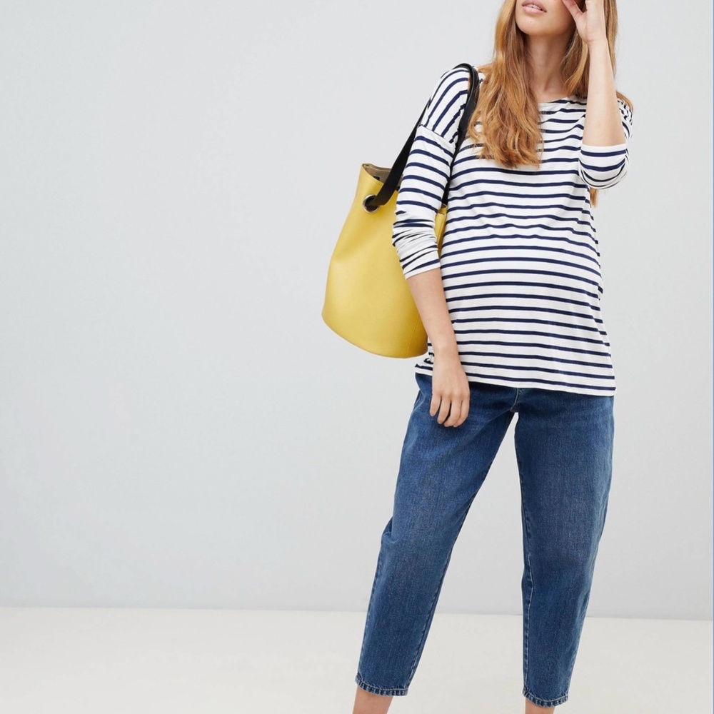ASOS Maternity Elastic Bump Inserts Balloon Leg Boyfriend Tapered Mom Jeans